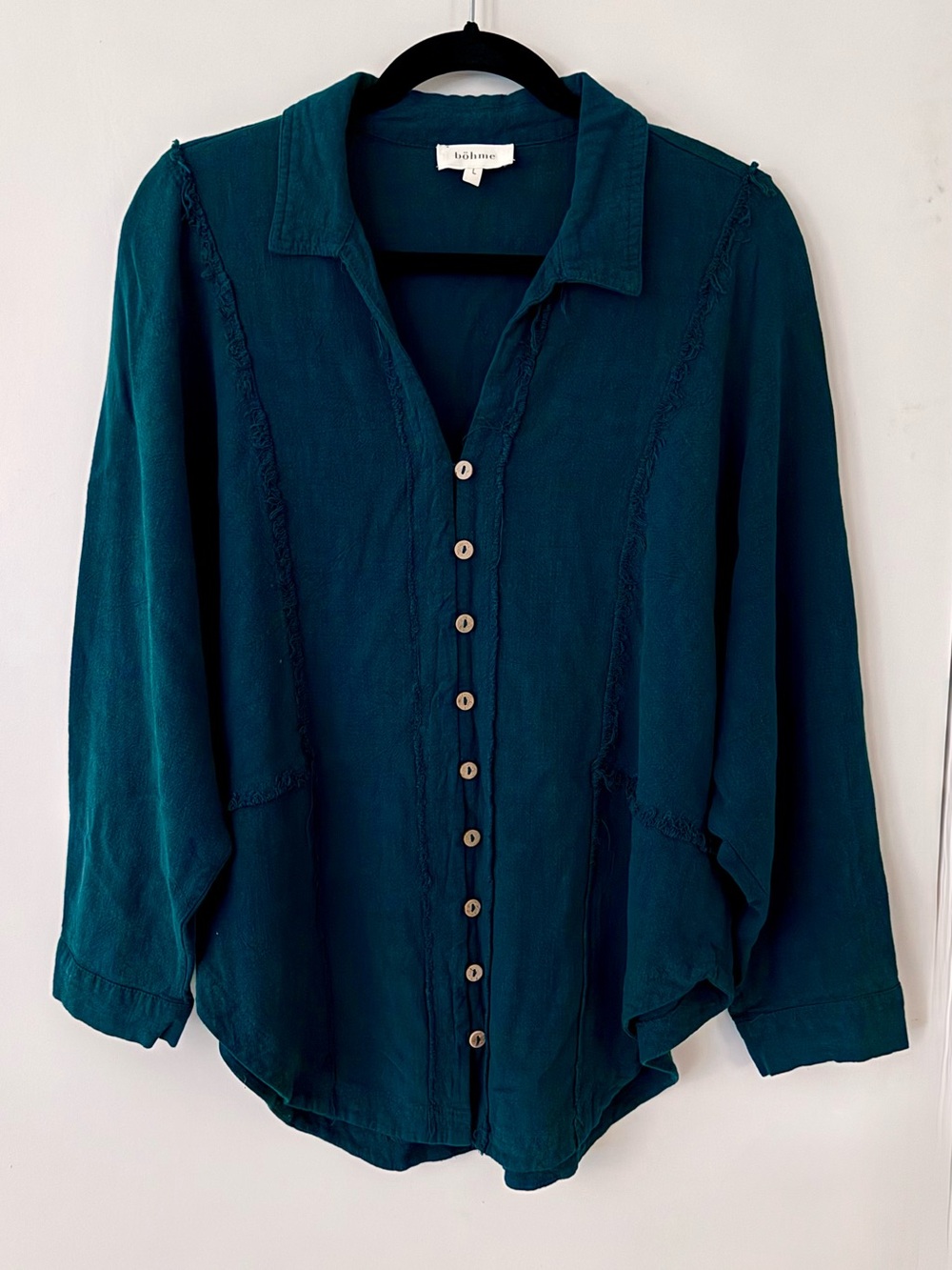 Teal Button-Up Women's Top - L - Böhme